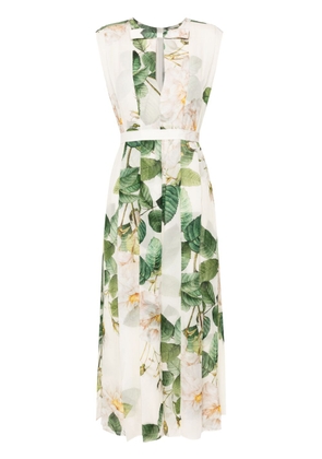 Giambattista Valli floral-print silk dress - Neutrals
