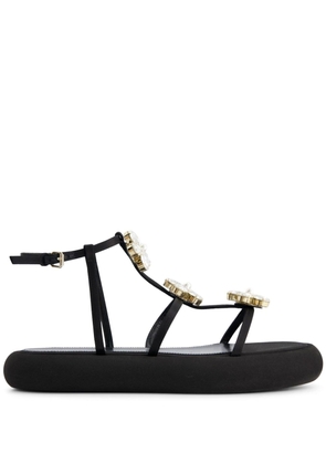 Giambattista Valli floral-appliqué flatform sandals - Black