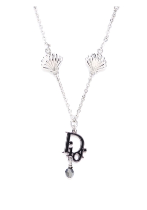 Christian Dior Pre-Owned logo-charm beaded chain necklace - Silver