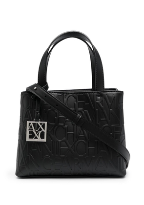 Armani Exchange embossed logo tote bag - Black