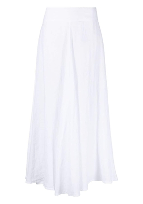 120% Lino high-waisted straight linen skirt - White