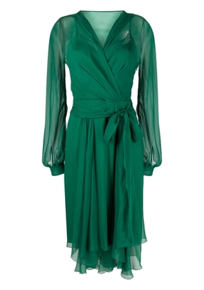 Alberta Ferretti asymmetric silk midi dress - Green