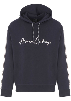 Armani Exchange logo-print drawstring hoodie - Blue