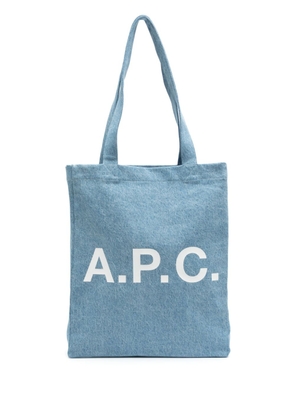 A.P.C. Lou logo-print denim tote bag - Blue