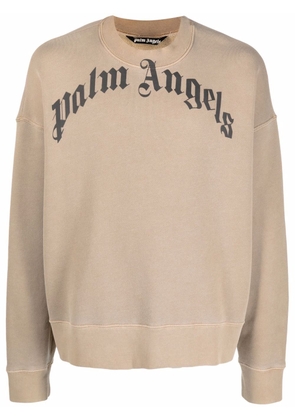 Palm Angels curved logo print sweatshirt - Neutrals