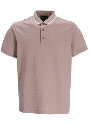 Emporio Armani logo-jacquard jersey polo shirt - Brown