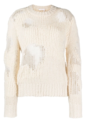 Chloé Generous chunky-knit distressed jumper - White