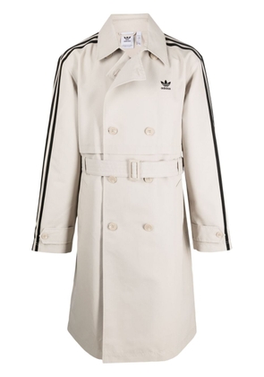 adidas striped belted trench coat - Neutrals