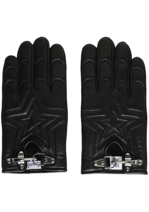Lanvin star-embroidered leather gloves - Black
