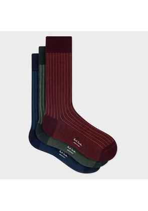 Paul Smith 'Painted Stripe' Cotton-Blend Three Pack Socks Multicolour