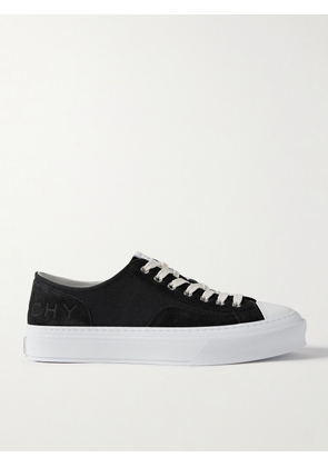 Givenchy - City Logo-Debossed Leather and Suede-Trimmed Canvas Sneakers - Men - Black - EU 40