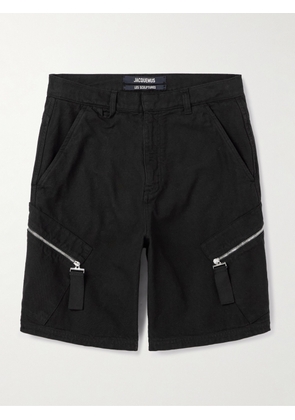 Jacquemus - Marrone Straight-Leg Zip-Embellished Cotton-Canvas Shorts - Men - Black - IT 44