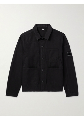 C.P. Company - Logo-Appliquéd Cotton and Linen-Blend Overshirt - Men - Black - S