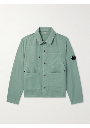 C.P. Company - Logo-Appliquéd Cotton and Linen-Blend Overshirt - Men - Green - S