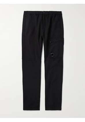 C.P. Company - Straight-Leg Logo-Appliquéd Cotton and Linen-Blend Trousers - Men - Black - IT 44