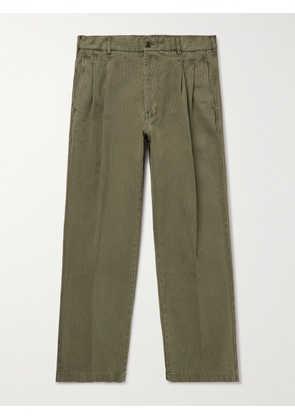 Alex Mill - Straight-Leg Pleated Garment-Dyed Bedford Cotton Suit Trousers - Men - Green - UK/US 30