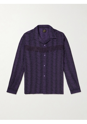 Needles - Convertible-Collar Fringed Jacquard Shirt - Men - Purple - S