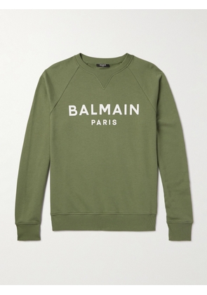 Balmain - Logo-Print Cotton-Jersey Sweatshirt - Men - Green - XS