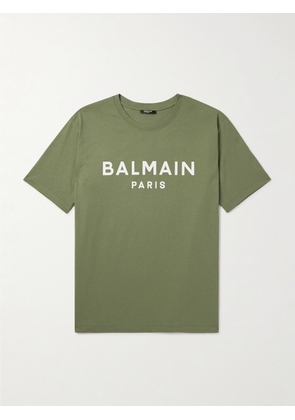 Balmain - Logo-Print Cotton-Jersey T-Shirt - Men - Green - XS