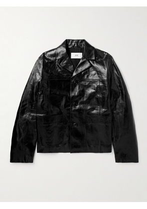 AMI PARIS - Panelled Textured-Leather Jacket - Men - Black - S