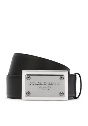 Dolce & Gabbana Leather Logo-Plate Belt