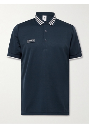 adidas Originals - Striped Logo-Appliquéd Jersey Polo Shirt - Men - Blue - XL