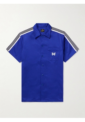 Needles - Webbing-Trimmed Logo-Embroidered Cotton-Blend Twill Shirt - Men - Blue - M