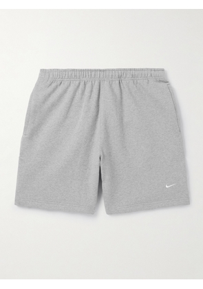 Nike - Solo Swoosh Straight-Leg Logo-Embroidered Cotton-Blend Jersey Shorts - Men - Gray - XS