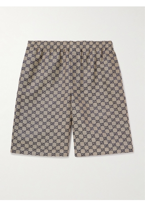 Gucci - Straight-Leg Monogrammed Linen-Blend Jacquard Shorts - Men - Brown - IT 46