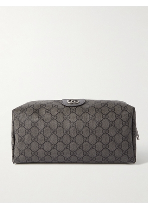 Gucci - Ophidia GG Leather-Trimmed Monogrammed Supreme Coated-Canvas Wash Bag - Men - Gray
