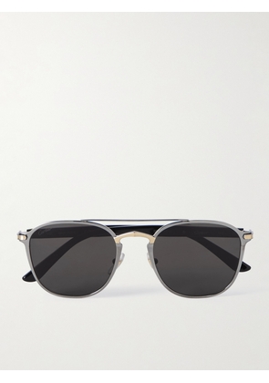 Cartier Eyewear - Aviator-Style Gunmetal, Gold-Tone and Acetate Sunglasses - Men - Black