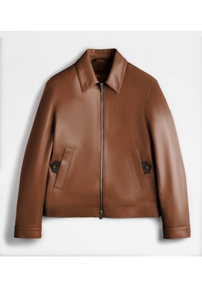 Tod's - Blouson in Leather, BROWN, L - Coat / Trench