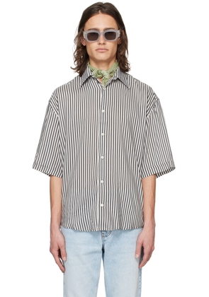 AMI Paris Gray & Off-White Stripe Shirt