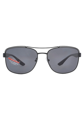 Prada Linea Rossa Polarized Grey Pilot Mens Sunglasses PS 57VS 1BO02G 61