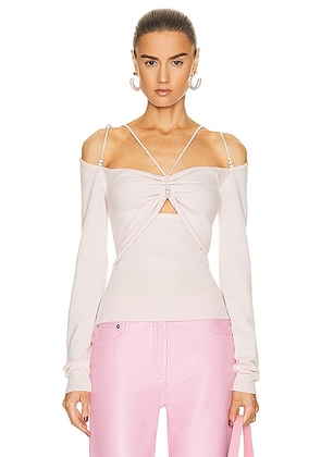 David Koma Crystal Balls Long Sleeve Top in Pink - Pink. Size S (also in ).