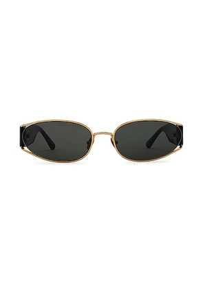 Linda Farrow Shelby Cat Eye Sunglasses in Black - Metallic Gold. Size all.
