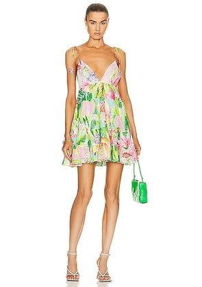 ROCOCO SAND Lora Short Dress in Multi Hibiscus - Green. Size XL (also in ).