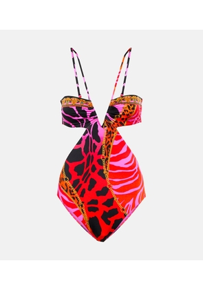 Camilla Cutout giraffe-print swimsuit