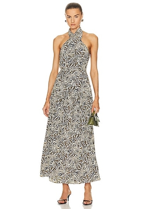 Matteau Scarf Halter Dress in Paisley - Olive. Size 5 (also in 4).