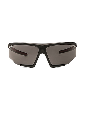 Prada Linea Rossa Shield Frame Sunglasses in Black & Gold - Black. Size all.