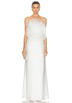 MACH & MACH Lotus Blossom Silk Maxi Dress in White - White. Size 34 (also in ).