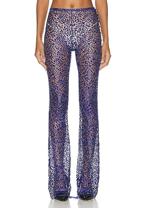 Coperni Lace Flared Trousers in Royal Blue - Royal Blue. Size 38 (also in 40).