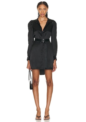 FRAME Gillian Long Sleeve Mini Dress in Noir - Black. Size XS (also in ).