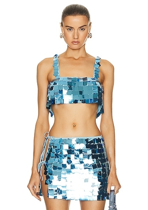 Oseree Disco Sequins Square Top in Light Blue - Blue. Size M (also in ).