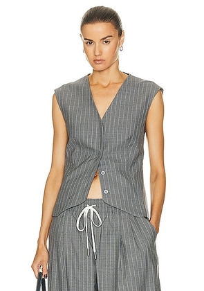 St. Agni Wool Vest in Chalk Stripe - Grey. Size XS (also in ).