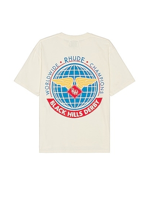 Rhude Worldwide Tee in Vintage White - White. Size S (also in M).