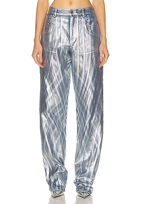 Mugler Spiral Baggy Jean in Chrome - Metallic Silver. Size 34 (also in 38, 40).