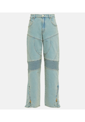 Blumarine Paneled high-rise wide jeans