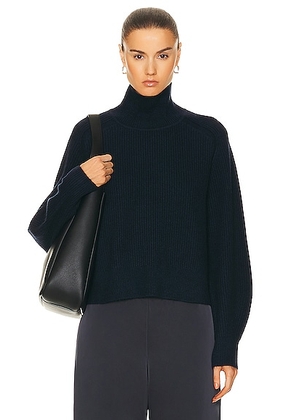 Guest In Residence Cropped Rib Turtleneck Sweater in Midnight - Navy. Size S (also in XS).