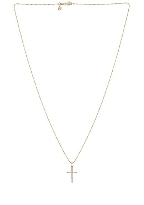 Sydney Evan Fleur De Lis Cross Charm Necklace in Gold & Diamond - Metallic Gold. Size all.